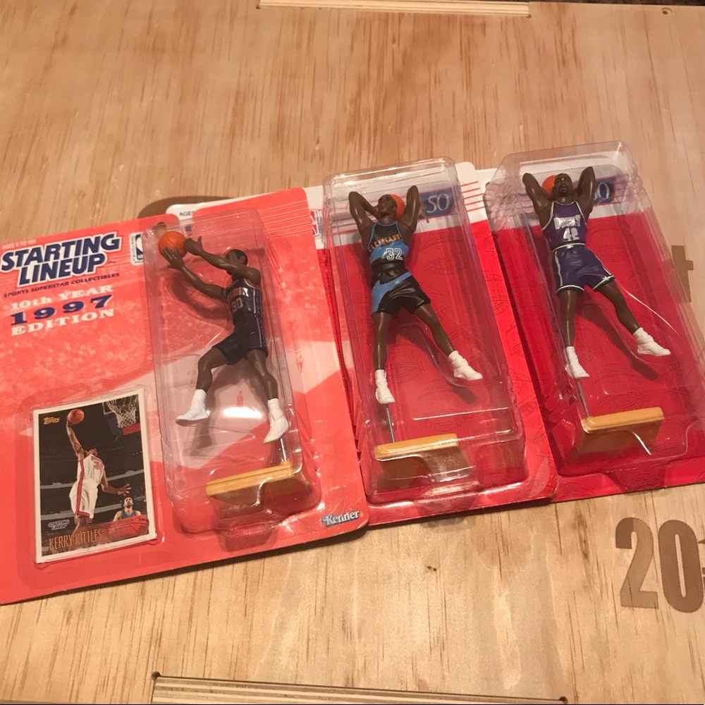 3 Vintage Starting Lineup NBA Basketball Figures